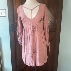 American Eagle Outfitters Boho Western Dusty Pink Floral Pink Women's Dress S